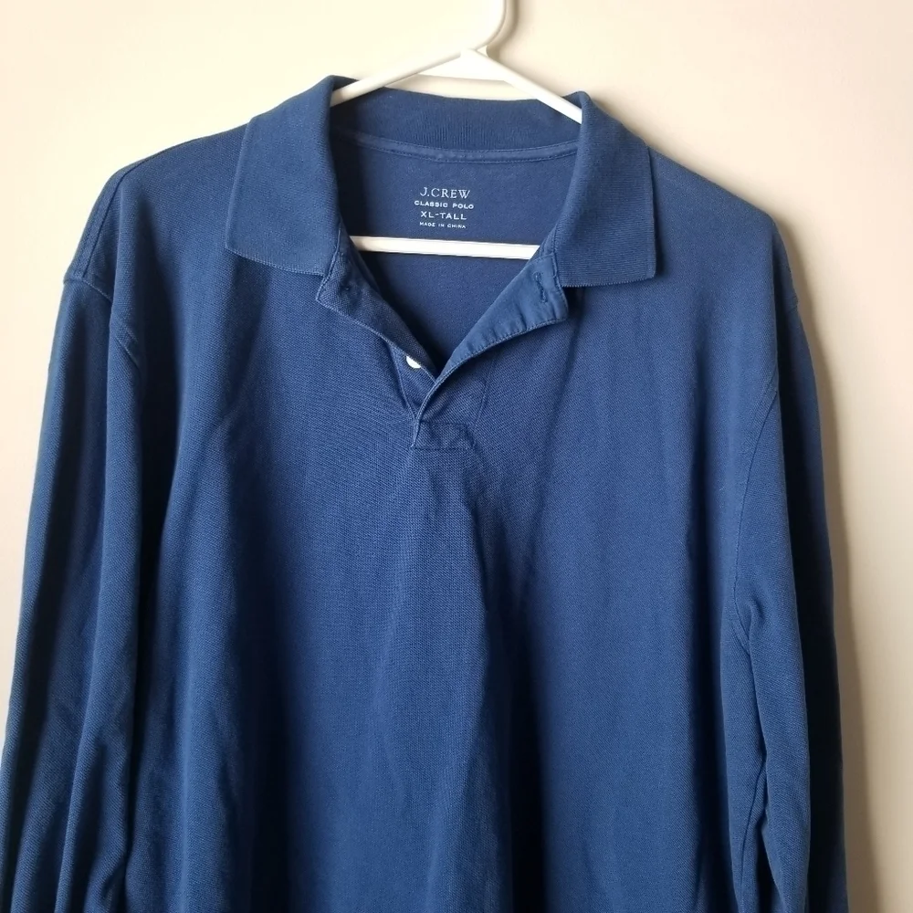 J Crew Royal Blue Classic Polo Long Sleeve Polo Shirt Size XL Tall